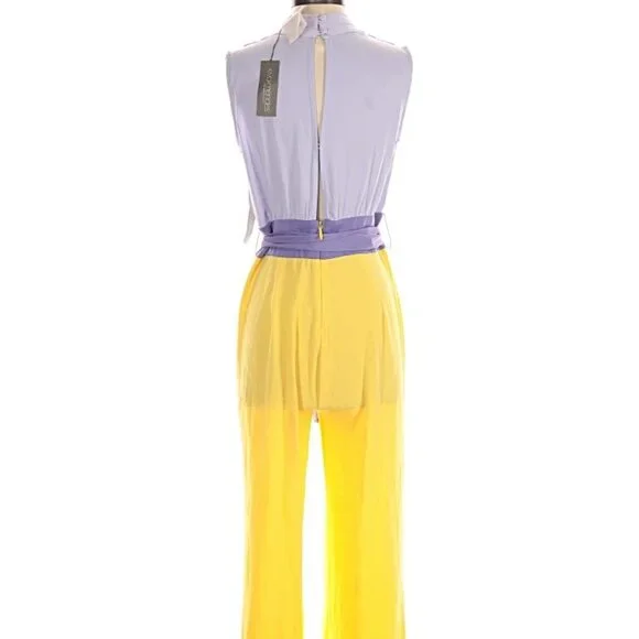 NWT Eva Mendes lilac & yellow jumpsuit, size Small - Picture 3 of 5